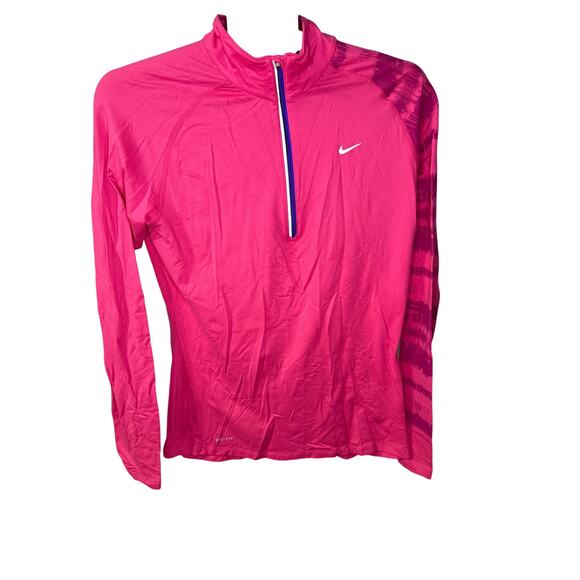 Nike Tops - Nike DriFit quarter-zip athletic pullover Women's size Large Pink